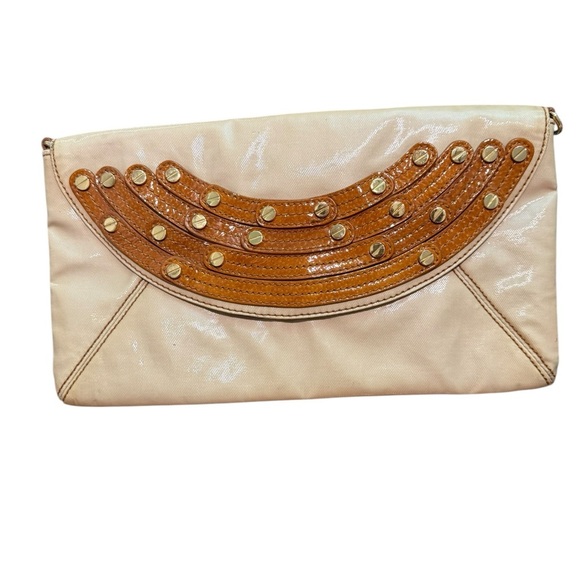 Rare Tory Burch cream studded gold detail Clutch Envelope Style vintage bag - Picture 6 of 10